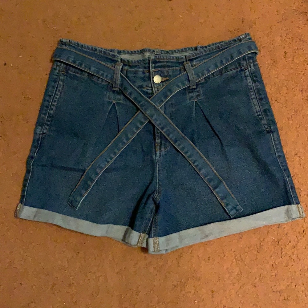 ana paperbag blue jean shorts